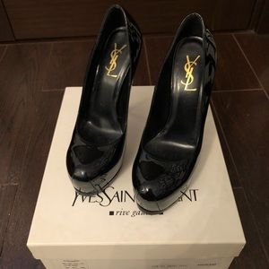 YSL Black Patent Leather Tribtoo Pumps